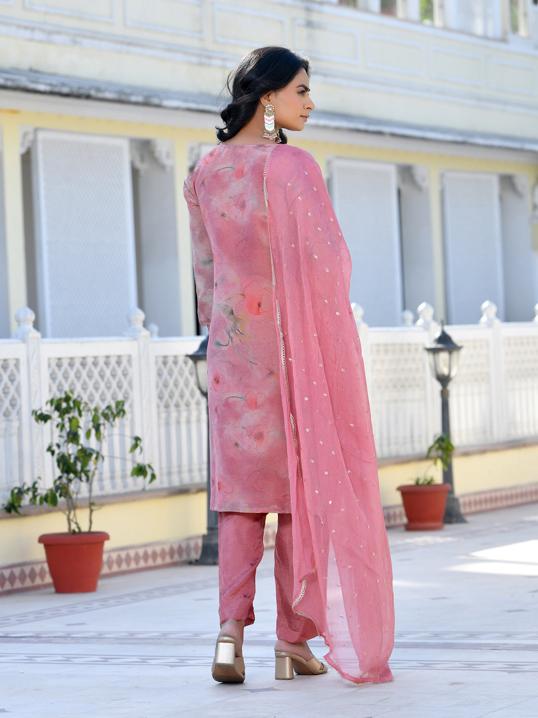 Vaasva Women's Pink Viscose Tissue Digital Printed Suit Set - Distacart