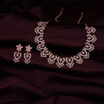 Thumbnail for Tehzeeb Creations Lavender Colour Sparkle Stone Studded Necklace With Earrings - Distacart