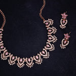 Thumbnail for Tehzeeb Creations Lavender Colour Sparkle Stone Studded Necklace With Earrings - Distacart