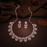 Thumbnail for Tehzeeb Creations Lavender Colour Sparkle Stone Studded Necklace With Earrings - Distacart