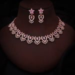 Thumbnail for Tehzeeb Creations Lavender Colour Sparkle Stone Studded Necklace With Earrings - Distacart