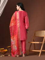 Thumbnail for Myshka Women Pink Three-Fourth Bell Sleeves Kurta Set with Dupatta - Distacart