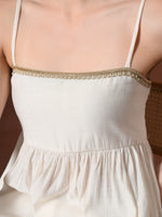 Thumbnail for Myshka Women White Longline Sleeveless Kurta with Trouser & Dupatta - Distacart