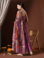 Thumbnail for Myshka Women Lavender Longline Sleeveless Kurta with Trouser & Dupatta - Distacart