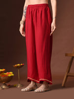 Thumbnail for Myshka Women Red Floral Yoke Design Sequinned A-Line Kurta Set with Dupatta - Distacart