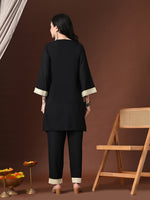 Thumbnail for Myshka Women Black Rayon Three-Forth Sleeve Kurta with Trouser - Distacart