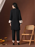 Thumbnail for Myshka Women Black Rayon Three-Forth Sleeve Kurta with Trouser - Distacart