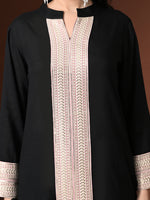 Thumbnail for Myshka Women Black Rayon Three-Forth Sleeve Kurta with Trouser - Distacart