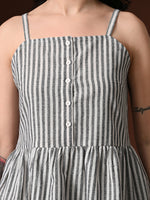 Thumbnail for Myshka Women Cotton Striped Shoulder Sleeve Peplum Top with Shorts - Distacart