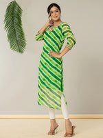 Thumbnail for Yufta Green Georgette Lehriya Embroidery Kurta