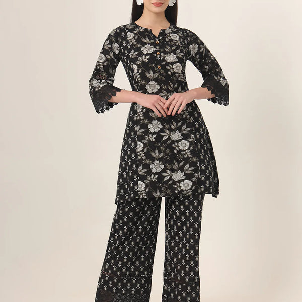 Yufta Black Pure Cotton Co Ord Set - Distacart