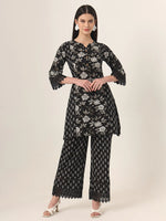Thumbnail for Yufta Black Pure Cotton Co Ord Set