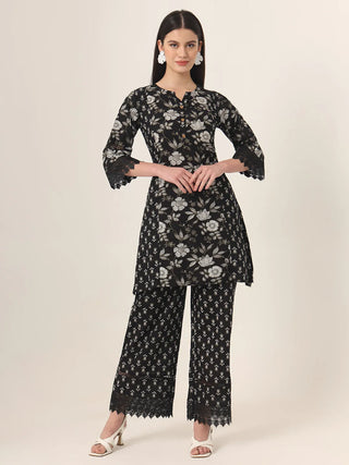 Yufta Black Pure Cotton Co Ord Set - Distacart