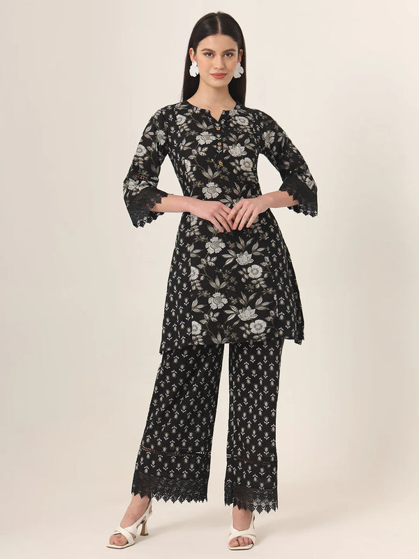 Yufta Black Pure Cotton Co Ord Set