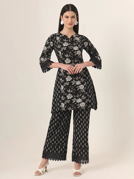Yufta Black Pure Cotton Co Ord Set