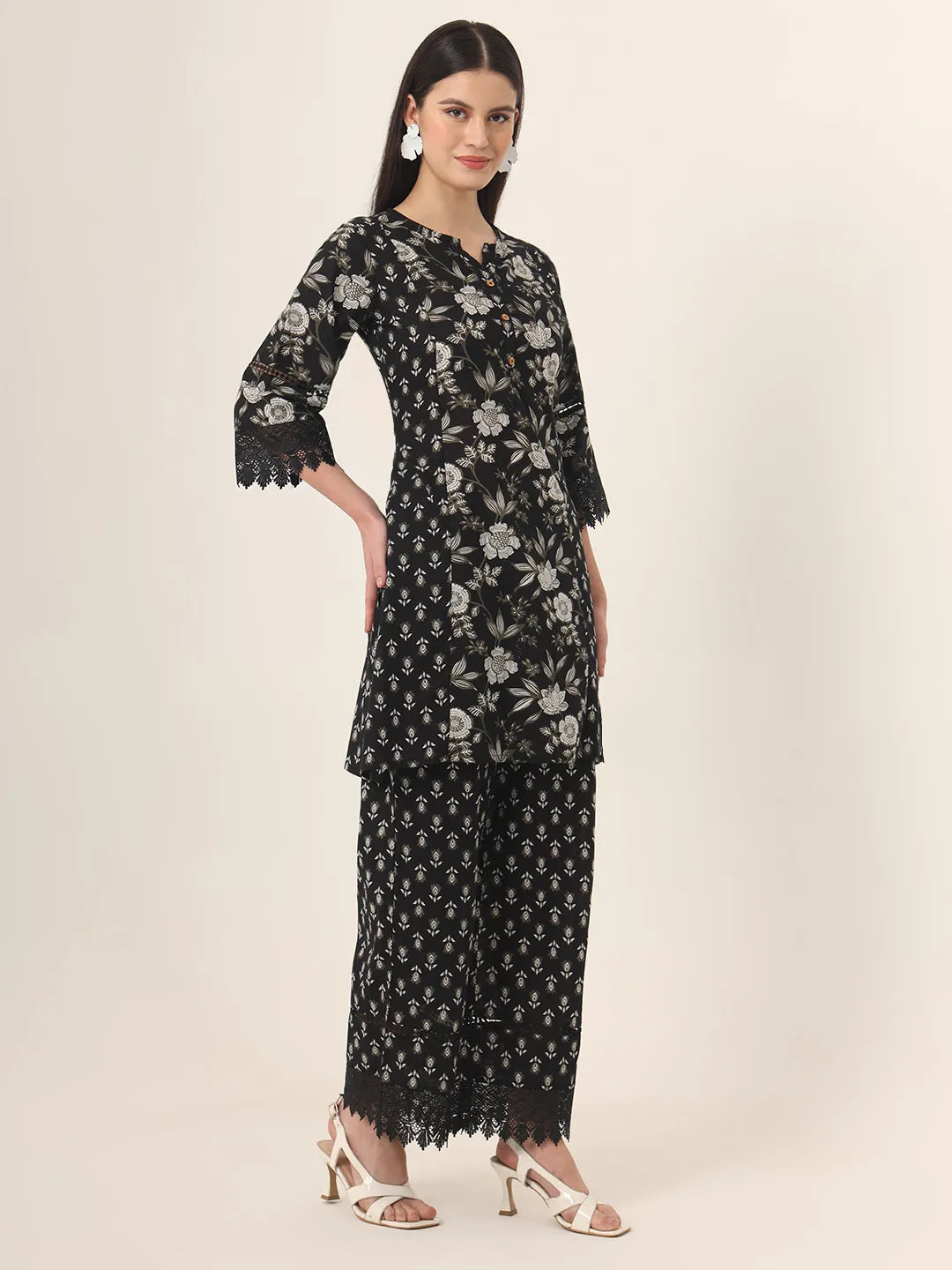 Yufta Black Pure Cotton Co Ord Set - Distacart