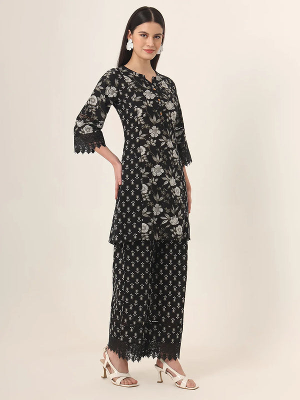 Yufta Black Pure Cotton Co Ord Set