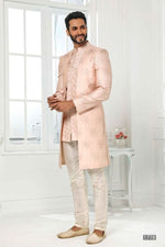 Thumbnail for Raivat Ethnic Art Silk Embroidery Work 3 Pcs Indo Jacket Set In Light Pink Colour
