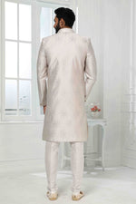 Thumbnail for Raivat Ethnic Art Silk Embroidery Work 3 Pcs Indo Jacket Set In Light Grey Colour