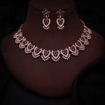 Thumbnail for Tehzeeb Creations Maroon Colour Sparkle Stone Studded Necklace With Earrings - Distacart