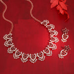 Thumbnail for Tehzeeb Creations Maroon Colour Sparkle Stone Studded Necklace With Earrings - Distacart