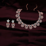 Thumbnail for Tehzeeb Creations Sky Blue Colour Sparkle Stone Studded Necklace With Earrings - Distacart