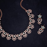 Thumbnail for Tehzeeb Creations Sky Blue Colour Sparkle Stone Studded Necklace With Earrings - Distacart