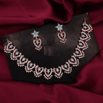 Thumbnail for Tehzeeb Creations Sky Blue Colour Sparkle Stone Studded Necklace With Earrings - Distacart