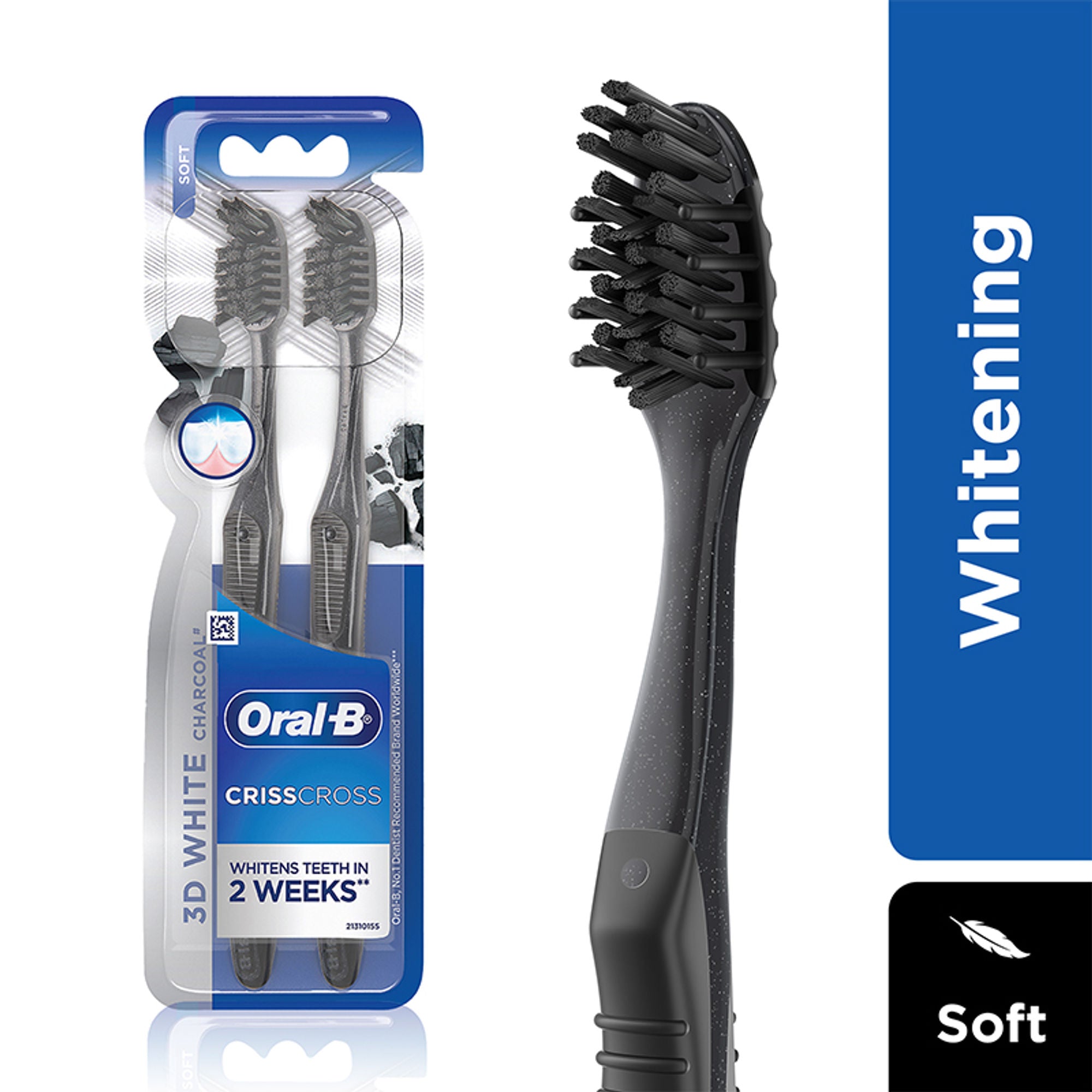 Oral-B 3D White Charcoal Soft Toothbrush For Adults (Pack Of 2)