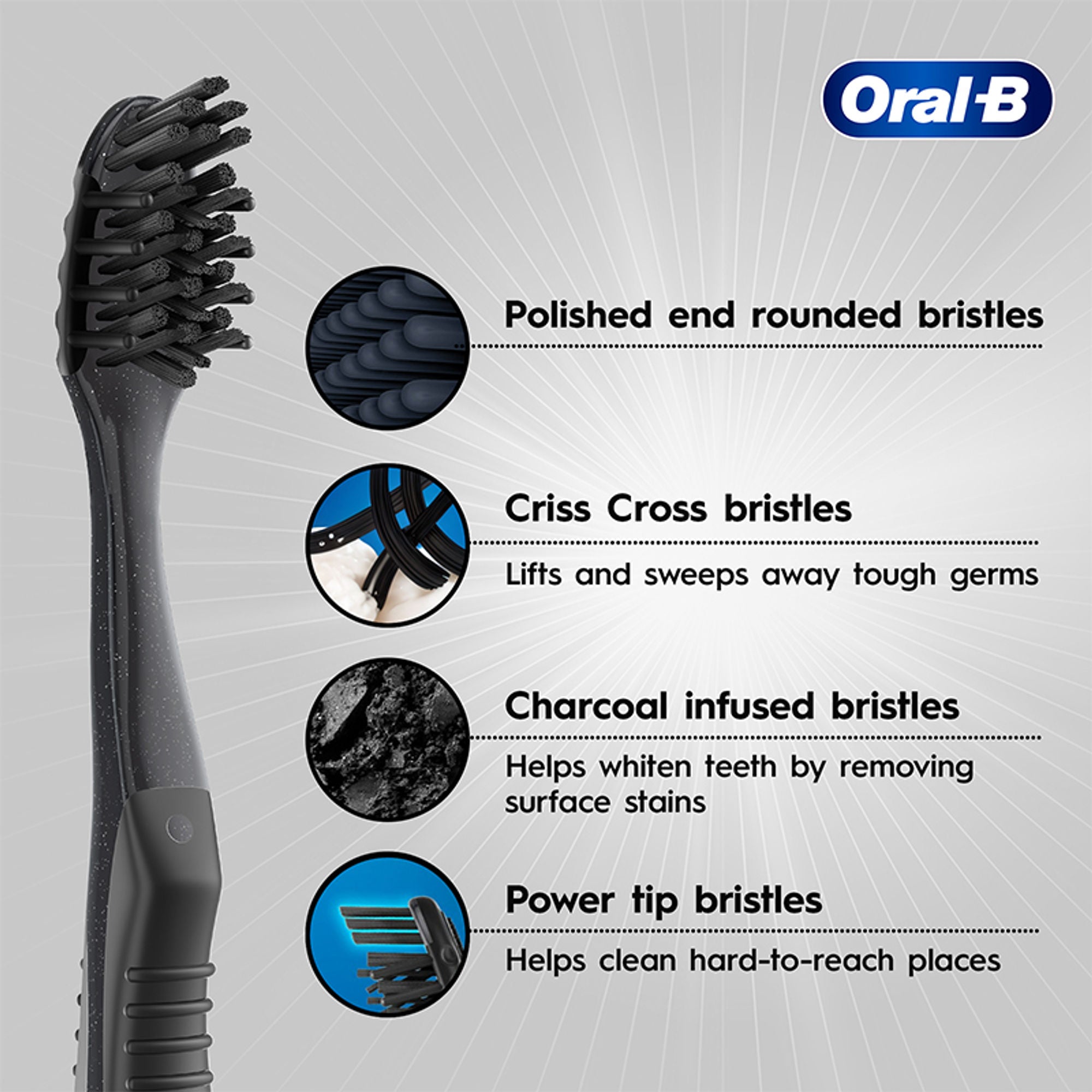 Oral-B 3D White Charcoal Soft Toothbrush For Adults (Pack Of 2) - Distacart