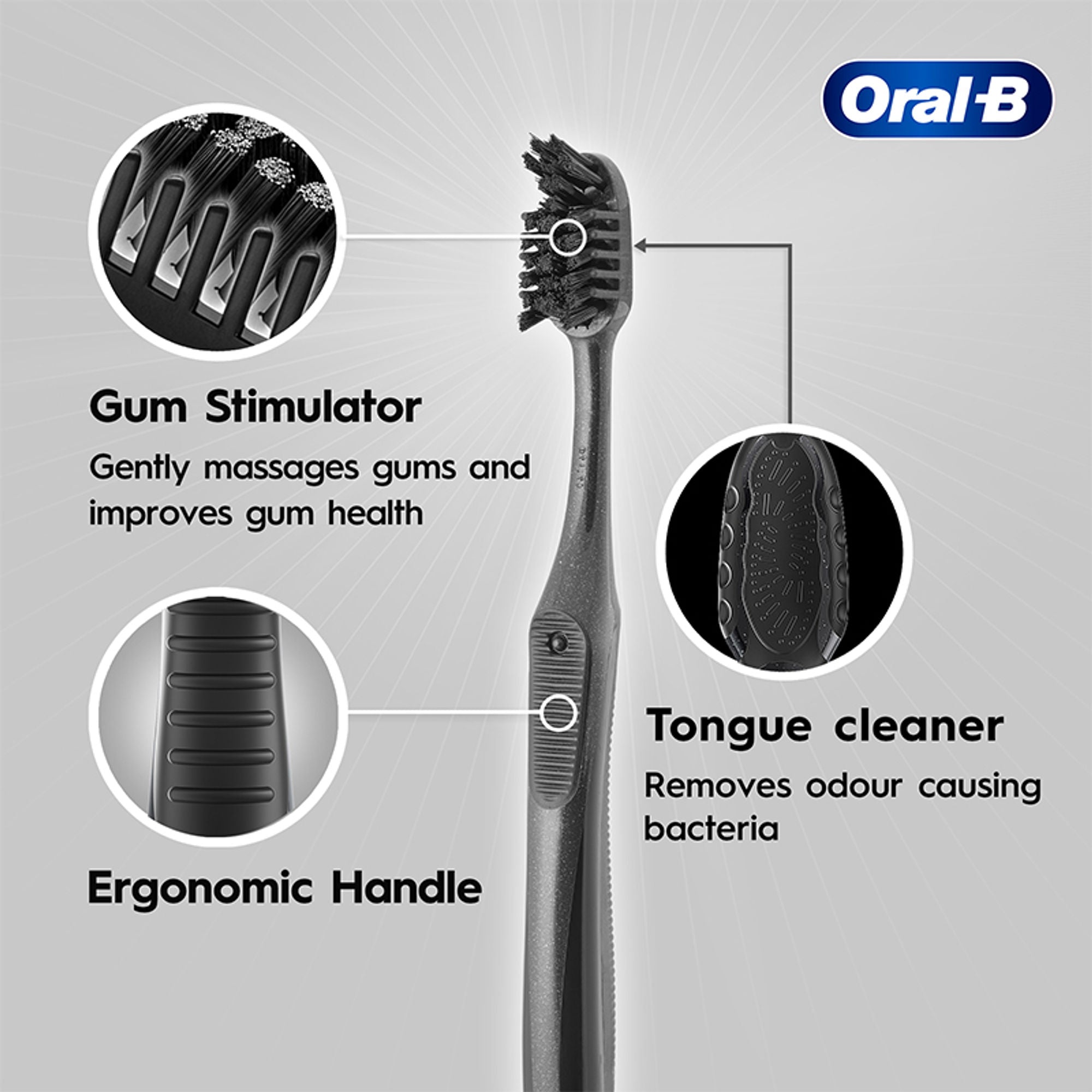 Oral-B 3D White Charcoal Soft Toothbrush For Adults (Pack Of 2) - Distacart