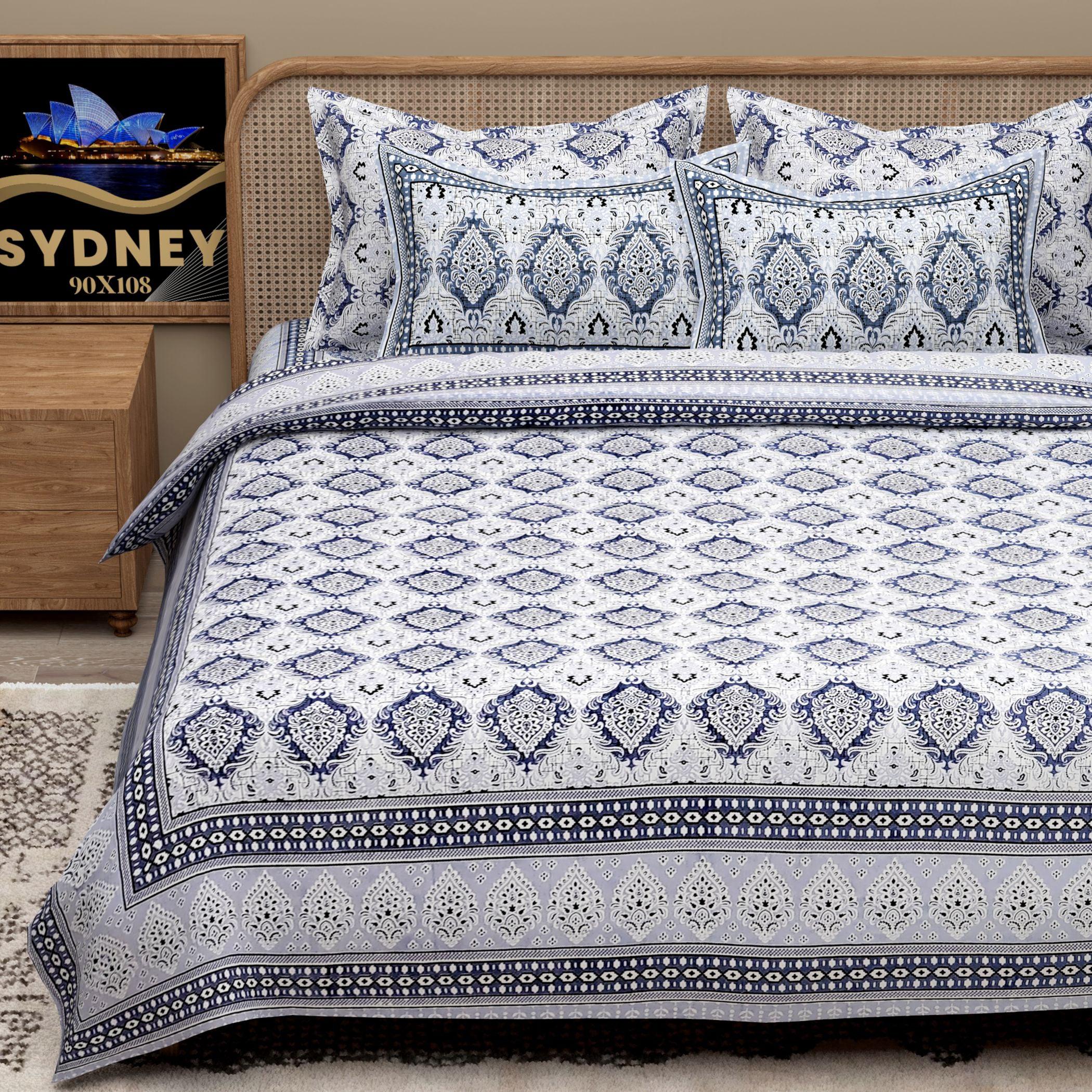 Pink Ethnic Motifs Cotton 200TC King Bedsheet With 2 Zipper Pillow Covers - King Size by House of Ree - Distacart