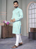 Men's Sky Blue Embroidered Designer Kurta Set by Infinity Export - Distacart