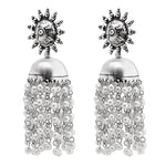 Thumbnail for Tehzeeb Creations Women's Silver Colour Oxidised Earrings With White Pearl - Distacart