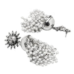 Thumbnail for Tehzeeb Creations Women's Silver Colour Oxidised Earrings With White Pearl - Distacart