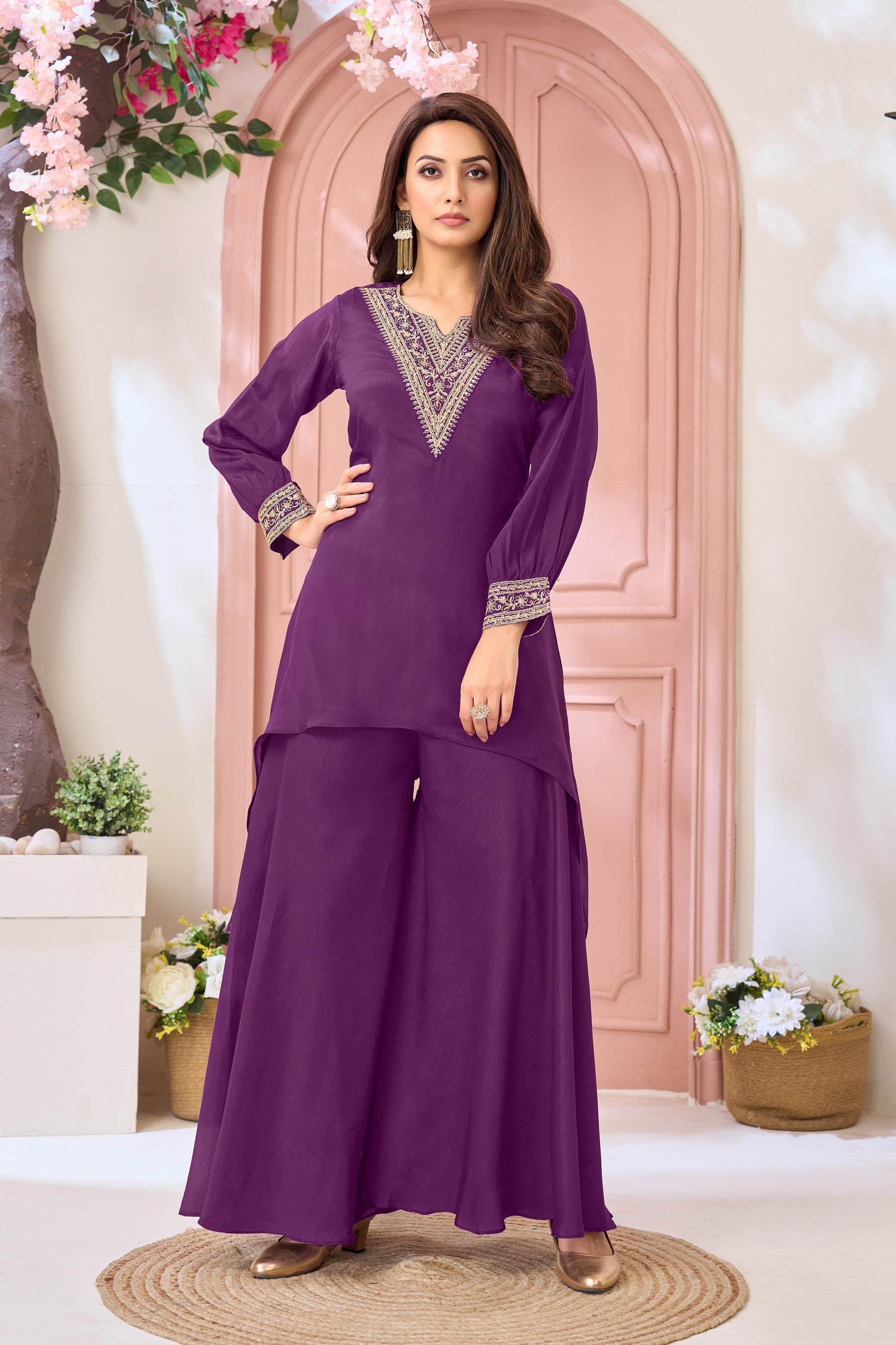Anaita Purple Readymade Suit with Coding Work - Dista