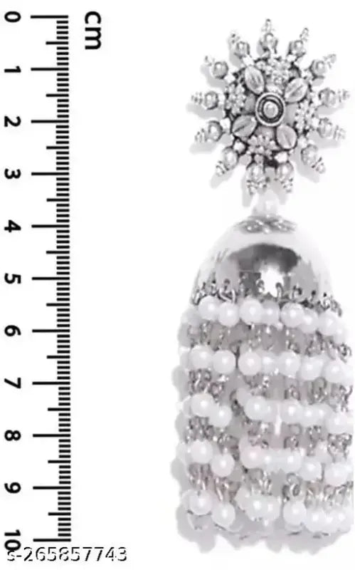 Tehzeeb Creations Women's Silver Colour Oxidised Earrings With White Pearl - Distacart