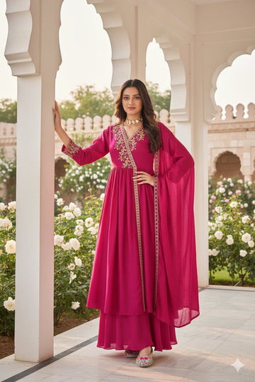 Anaita Pink Anarkali Readymade Suit with Embroidery Work - Dista