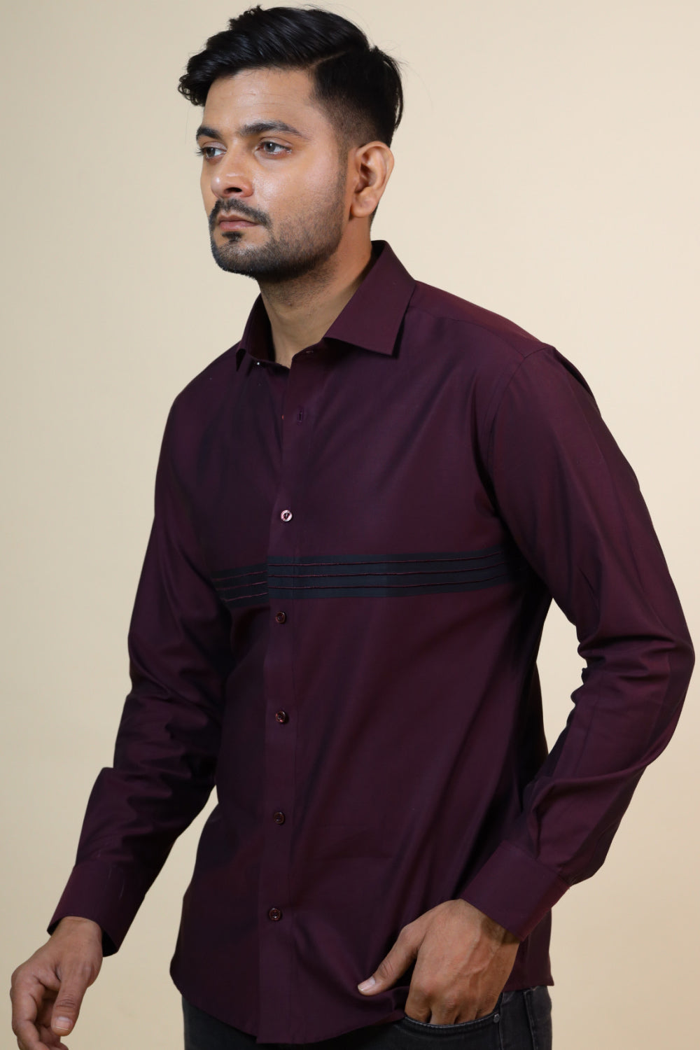 Mauvais Burgundy Shirt by Hilo Design - Distacart