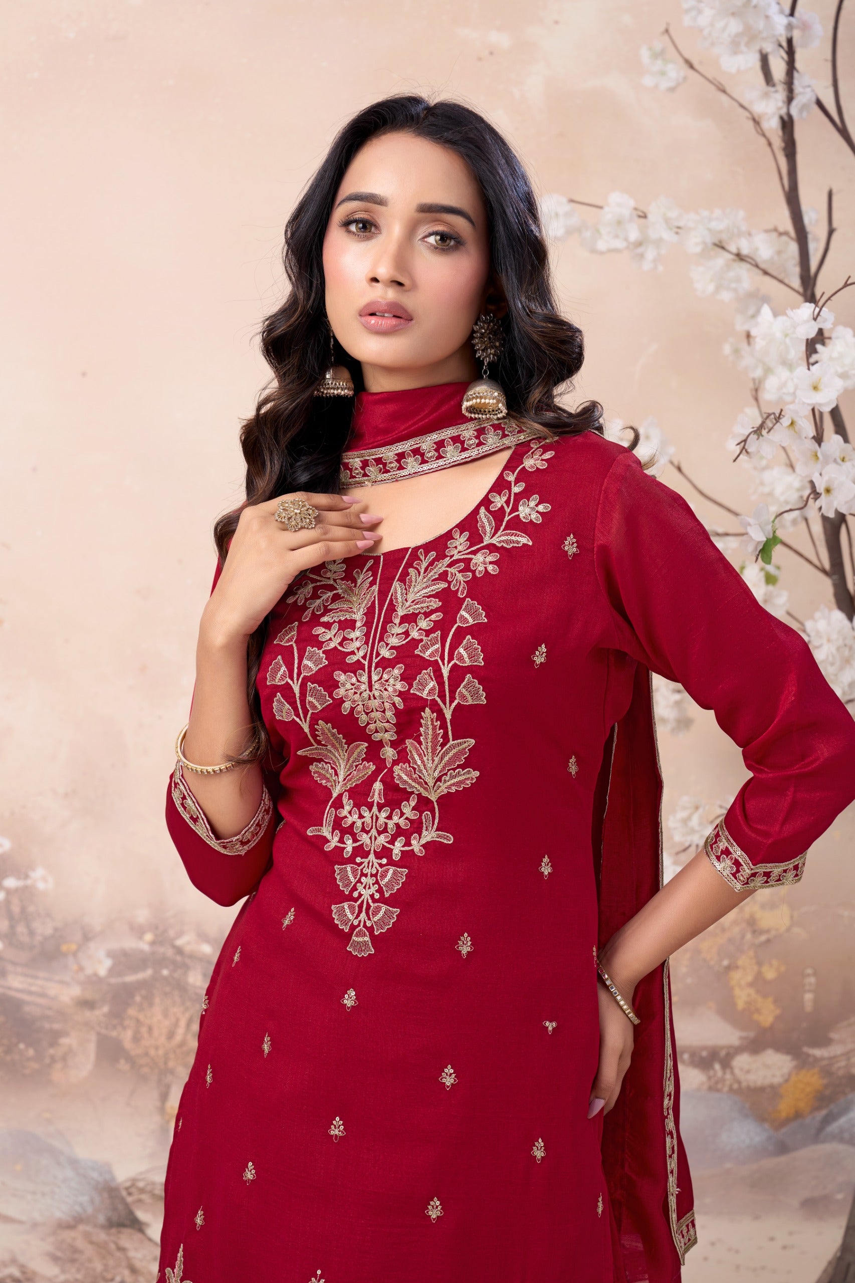 Anaita Pink Vichitra Silk Readymade Suit with Coding Work - Dista