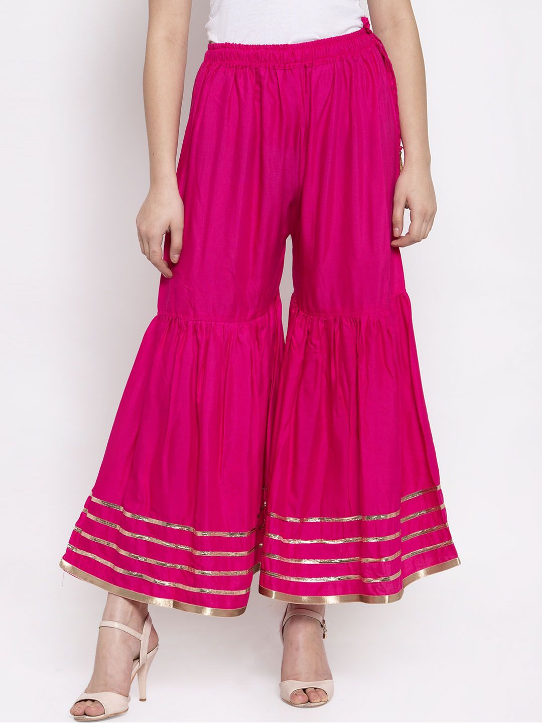 TAG 7 Women Pink Hem Design Flared Sharara - Distacart