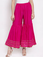 Thumbnail for TAG 7 Women Pink Hem Design Flared Sharara