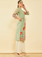 Thumbnail for Soch Floral Embroidered Flared Sleeves Thread Work Anarkali Kurta - Distacart