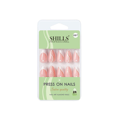 shills professional reusable press on nails almond spn687