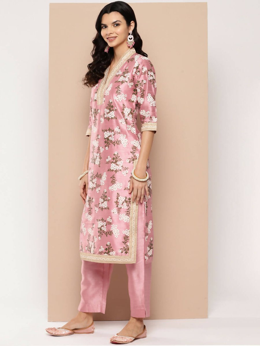 Ahalyaa Women's Traditional wear Kurta Set - Pink - Distacart