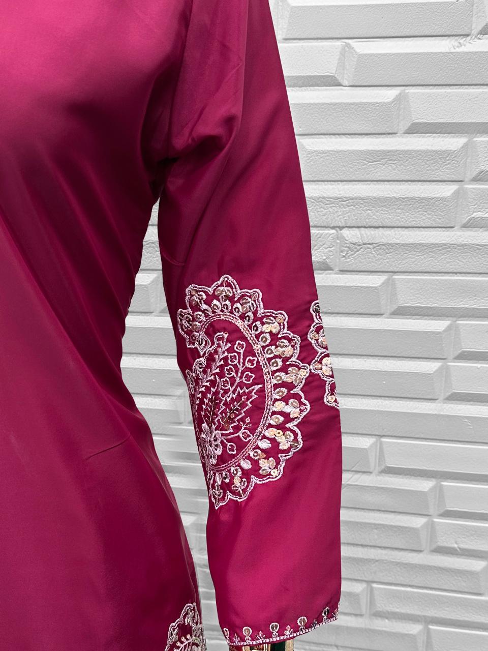 Anaita D Magenta Crape Readymade Salwar Suit With Embroidery Work - Dista
