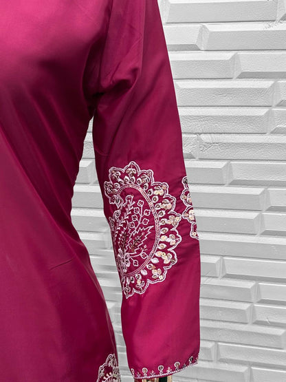 Anaita D Magenta Crape Readymade Salwar Suit With Embroidery Work - Dista