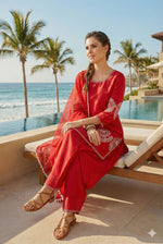 Thumbnail for Anaita Red Crepe Stitched Suit With Sequence Embroidery Work - Distacart