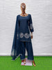 Anaita Navy-Blue Crape Readymade Salwar Suit With Embroidery Work - Dista