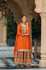 Thumbnail for Anaita Orange Premium Embroidered Chinon Readymade Salwar Suit - Distacart